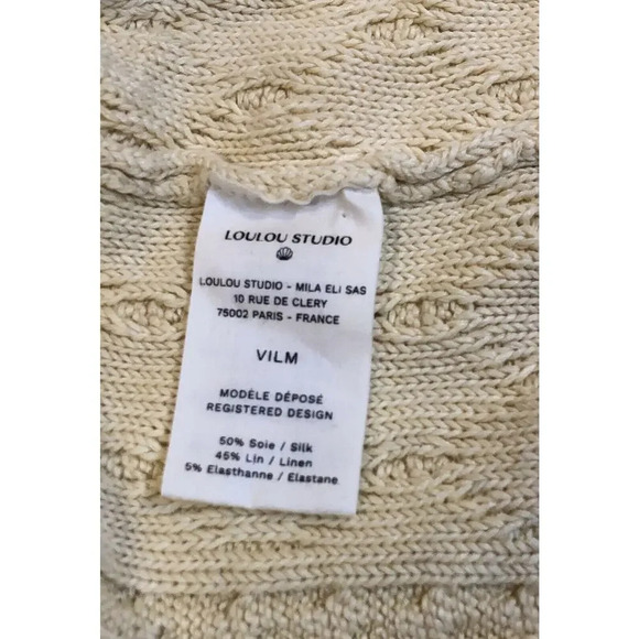 Lou Lou Studio Women's Scoop Neck Cable Knit Silk/Linen Cardigan Sweater Size M - Picture 7 of 8